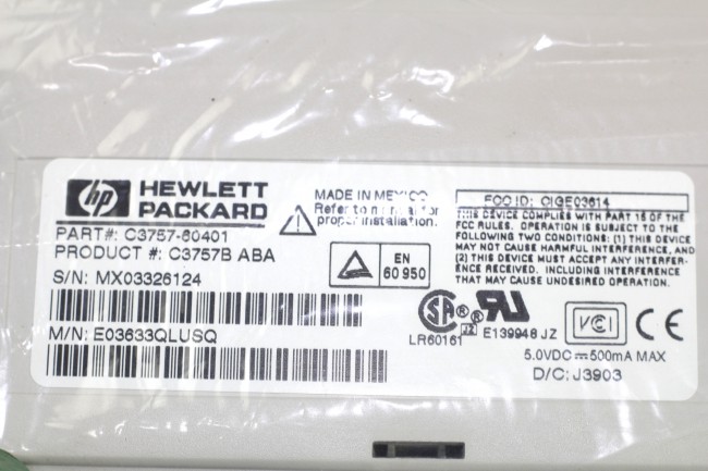 HP C3757B ABA FCC ID :CIGE03614 C3757-60401 KEYBOARD PS/2 HEBREW ...