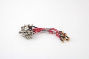 Lot of 10 TNC female panel chassis to MCX male right angle  RED Semi Flexible Coax RF Cable  18CM
