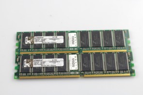 LOT OF 2 Kingston KVR400X64C3A/1G' 184-pin PC-3200U NonECC 400MHz DDR Ram